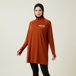 เสื้อเชิ้ตแขนยาวมุสลิมสำหรับผู้หญิง มีรูสำหรับนิ้วโป้ง ระบายอากาศได้ดี UPF50+ เป็นมิตรกับสิ่งแวดล้อม เหมาะสำหรับเล่นกีฬา ใส่ลำลอง ใส่ซ้อนกันได้ทุกโอกาส - Product Image 1