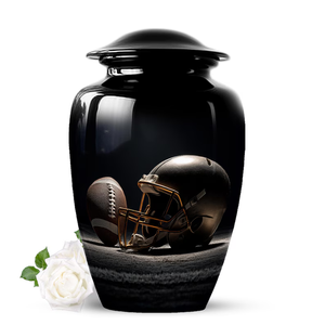 Black Metal Cremation Urn Adult <b>Ashes</b> Memorial Vase Round Tabletop Floor Decor Custom Printing - Product Image 1