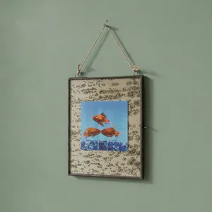 Artisan Design Brass/Glass Rectangle <b>Photo</b> <b>Frame</b> Black Vertical Design with Rope Hanger Decorative Wall Art for Home Interior - Product Image 3