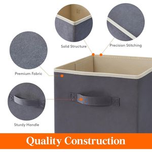 Cesti portaoggetti in tessuto da 11 pollici, pieghevoli, decorativi, con manici, per l'organizzazione di armadi e scaffali - Product Image 3
