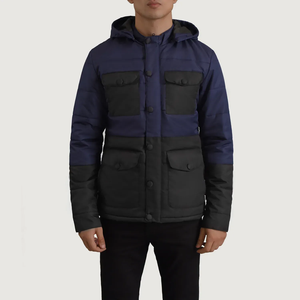 Chaqueta acolchada con capucha para hombre, color verde oliva, con bloques de color, a prueba de viento, con bolsillos con cremallera, gruesa, para invierno - Product Image 5