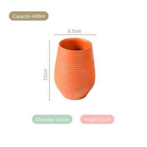 Tasse à thé classique en argile terracotta orange faite à la main, 400 ml, réutilisable, écologique, pour le camping - Product Image 1