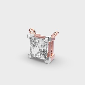 Colgante Solitario con Diamante Cultivado en Laboratorio, Corte Princesa, en Oro Blanco/Amarillo y Rosa de 9 Quilates, Estilo Vintage - Product Image 2