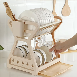 OEM/ODM Modern Stackable Kitchen Counter Organizer for Plates Bowls Cups Utensils with Drip Tray Space Saving <b>Dish</b> <b>Rack</b> - Product Image 4
