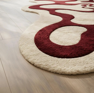Tapis en laine tufté à la main, couleur unie, forme irrégulière, résistant aux taches, pour la décoration de la chambre et du salon - Product Image 3