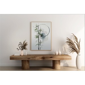 Bamboo Wood Framed Japanese Zen Minimalist Wall Art Print Wholesale - Product Image 3