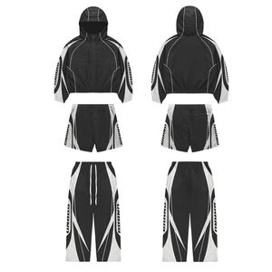 Chaqueta Cortavientos Ligera con Capucha, Informal, de Nailon, con Cordón Ajustable, Diseño de Tela de Malla con Costuras Personalizadas, Reflectante 3M, Sólida - Product Image 1