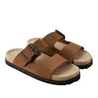 Sandal Kulit Sapi Pria dengan Tali di Pergelangan Kaki, Ujung Bulat, Nyaman, Kasual Musim Panas, Pasokan Global, Produsen OEM