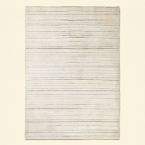 Coastal Mist <b>Ivory</b> Pale Blue Striped Wool Flatweave <b>Rug</b> Minimalist Handmade Eco-Friendly Non-Slip Area Carpet for Living Room - Product Image 1