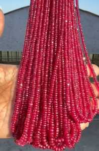 Beast Quality Longido Ruby Gemstone 3-5 mm Faceted Rondelle Beads Natural Red Ruby Precious Stone Cut Beads for Jewelry Making - Product Image 2
