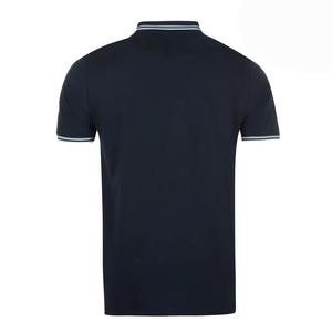 Camiseta de Manga Corta para Hombre RELEVO INDUSTRIES, Color Sólido, 100% Algodón Tejido, Casual, Azul Marino con Ribete Blanco en Cuello y Puños, 220g - Product Image 2