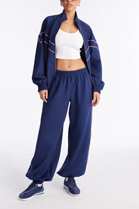 Nueva Llegada, Conjunto Cortavientos Impermeable Casual de Otoño para Mujer, Unisex, con Líneas de Color Azul Oscuro, Ropa Deportiva, Personalizado con Impresión - Product Image 5