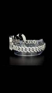 Custom "GENEVA" Iced Out Name Bracelet 925 Sterling Silver VVS Moissanite Diamond Hip Hop Cuban Bracelet for Men Women - Product Image 3