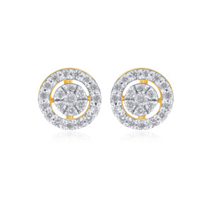 Pendientes de Diamantes Redondos Clásicos con Incrustaciones de Diamantes Esféricos, Chapados en Oro de 18K, Joyería de Boda para Mujer - Product Image 1