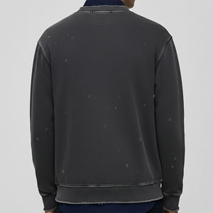 เสื้อฮู้ดดี้ผ้าฝ้าย 100% ระบายอากาศได้ดี สไตล์ฮิปฮอป คอโอ ทรงหลวม สีพื้น แต่งขาดแบบลำลอง สั่งทำได้ - Product Image 2