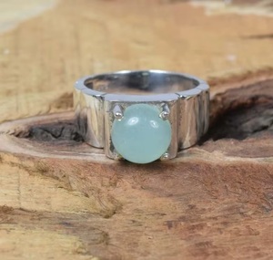 Anillo de Plata de Ley 925 con Calcedonia Natural Aqua, Diseño Exclusivo, Hecho a Mano, Piedra de Nacimiento de Marzo, Joyería Fina, Regalo - Product Image 4