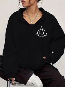 Sudaderas ligeras casuales con cremallera para mujer, sudaderas básicas con capucha. - Product Image 3