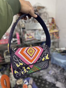 Bolsos de Mensajero de Hombro de Gran Capacidad para Mujer, Estilo Bohemio Indio, de Algodón, Hechos a Mano, con Cuentas, con Cierre, para la Noche y Compras - Product Image 3