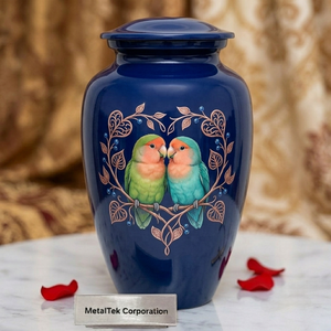 Love Birds Metal Urn Human <b>Ashes</b> Jars Handcrafted Decorative Cremation Urns Memorial Vase Funeral <b>Keepsake</b> Supplier Manufacturer - Product Image 1