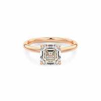 Cincin Pertunangan Solitaire Berlian Buatan Laboratorium 2CT Potongan Asscher Persegi Berlapis Rhodium Emas Kuning 18K dengan 4 Prong Setting