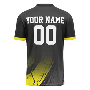 เสื้อฟุตบอลผู้ชายคอปกแบบกำหนดเอง สีดำเหลือง พิมพ์ลายแบบซับลิเมชั่น ระบายเหงื่อ แห้งเร็ว ต้านเชื้อแบคทีเรีย แขนสั้น - Product Image 5