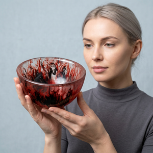 Artistic Handmade Polished Carved Resin Salad Bowl Stylish Home Party Use Eco-Friendly Food-Grade Stackable Dishwasher Safe - Product Image 1