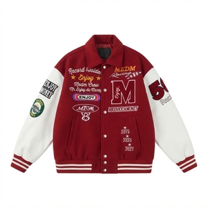 Chaqueta Varsity Unisex Acolchada con Letras Bordadas Personalizadas, Cortavientos con Capucha, Mezcla de Poliéster/Algodón para Invierno, Cierre de un Botón, Cuello Mao - Product Image 3
