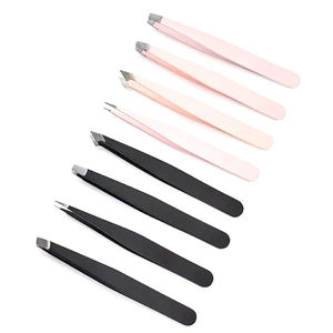 Ensemble de pinces à épiler professionnelles pour manucure et sourcils MARI Instruments, en acier inoxydable allemand recouvert de papier noir, logo personnalisé, pointe lisse - Product Image 4