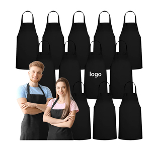 Tablier unisexe en coton noir 300 deniers, tissé, respirant, léger, durable, lavable, à fermeture à pression, pour restaurant et bar - Product Image 4