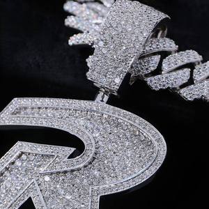 Iced Out Custom Rhodium Plated Hiphop Style Certified Mossanite Charm <b>Pendant</b> with <b>Initial</b> Letter 925 Sterling <b>Silver</b> - Product Image 3