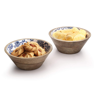 Food Safe <b>Mango</b> <b>Wood</b> <b>Bowl</b> with Floral Decal Print Set of 2 Solid Wooden Kitchen <b>Bowls</b> Counter Candy Snack Kitchen Salad <b>Bowl</b> Set - Product Image 3
