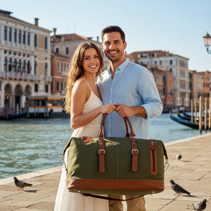 Sac de voyage pliable grande capacité en toile kaki avec fermeture éclair en polyester, haute qualité, unisexe, pour week-end, bagage cabine - Product Image 5