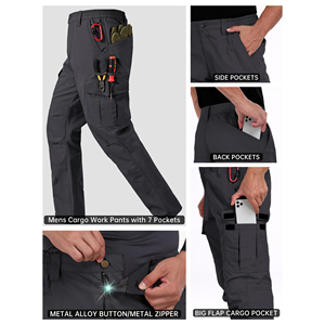 Pantalon de travail robuste multi-poches, design personnalisé, coupe confortable pour les ouvriers du bâtiment et les travailleurs généraux - Product Image 2