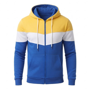 Pantalones Jogger Personalizados de Alta Calidad para Hombre, con Bloques de Color y Parches, Amarillo, Blanco y Azul, Cintura Elástica y Puños - Product Image 3