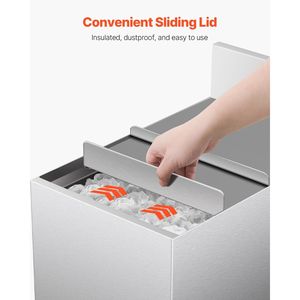 Contenitore per Ghiaccio Commerciale in Acciaio Inox da 28 L, 12 X 19 X 37, con Coperchio Scorrevole e Portabottiglie Regolabili - Product Image 6