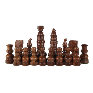 Jeu d'échecs en bois marron foncé et naturel, pièces de style Staunton traditionnel avec échiquier en noyer, jeu de société classique - Product Image 4