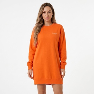 Vestido de Sudadera Personalizado para Mujer, Manga Larga, Felpa Gruesa, Corte Holgado, Moda Urbana, Proveedor de Ropa al Por Mayor - Product Image 4