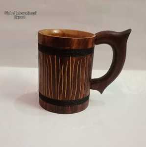 แก้วเบียร์ไม้มะม่วงพรีเมียม ผิวไม้ธรรมชาติ ป้องกันการรั่วซึม ใช้กับเครื่องล้างจานได้ ปลอดภัยสำหรับอาหาร พร้อมซับในเหล็กเคลือบแล็กเกอร์สำหรับเครื่องดื่มเย็น - Product Image 2