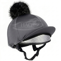 Funda para Casco de Equitación de Competición, con Pompón de Piel Sintética, Elástica, de Seda Premium para Invierno