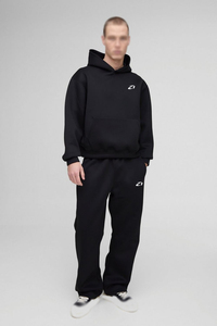 Conjunto Deportivo Personalizado para Hombre, Color Negro, 100% Algodón, Sudadera con Capucha y Pantalones Deportivos de Pierna Recta, OEM ODM - Product Image 4
