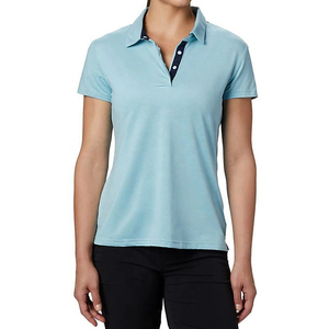 Women's <b>Light</b> <b>Blue</b> Short Sleeve <b>Polo</b> <b>Shirt</b> Solid Color Knitted Polyester Casual Breathable Regular Fit - Product Image 1