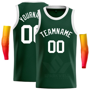 Maillot de basket vert personnalisé avec nom d'équipe 00, débardeur sans manches en maille sublimée unisexe pour adulte, respirant - Product Image 1