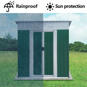 Mini Capanno da Giardino 5x3 Piedi con Tetto a Falda, Colore Verde, Telaio in Lega di Alluminio, Porta Scorrevole - Product Image 3