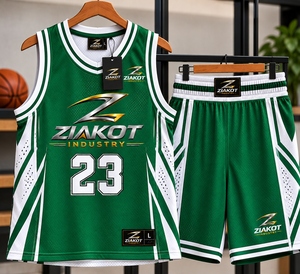 Vente en gros directe ZIAKOT INDUSTRY Maillot de basket-ball authentique rétro personnalisé vert et blanc - Product Image 1