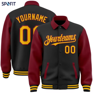 SPOFIT Custom Long Two Tone Polyester Varsity Baseball Letterman <b>Jacket</b> Front Personalized Name Number Logo Wholesale OEM - Product Image 1