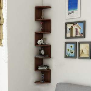 Estantes Esquineros Flotantes de Madera de Ingeniería Zig Zag para Decoración de Sala de Estar y Dormitorio (MDF - Fibra de Densidad Media) Decoración de Esquinas - Product Image 1