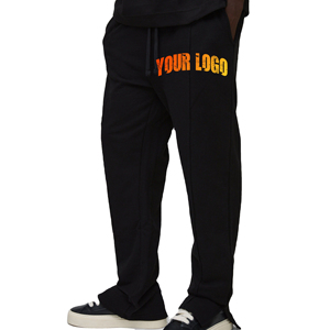Pantalon de jogging en toile épaisse personnalisé pour homme, coupe droite décontractée, ample, 100 % coton, haute qualité, effet délavé - Product Image 1