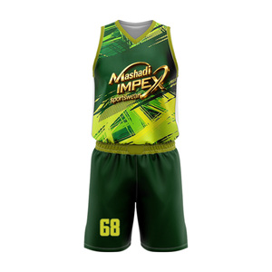Ensemble de maillots de basket-ball sublimés, imprimé géométrique vert et jaune, uniforme de basket-ball respirant, vêtements unisexes pour adultes - Product Image 3