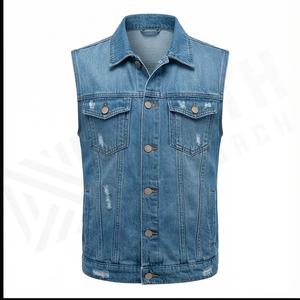 Gilet en jean pour femmes grande taille, sans manches, veste décontractée pour étudiants, hauts en jean, jaquettes, rouge, rose, jaune personnalisé, bleu, blanc - Product Image 1