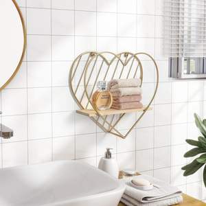 Étagère murale flottante en métal doré en forme de cœur, mignonne, romantique, moderne, pour chambre à coucher, chambre d'enfant, salon, cadeau unique, décoration - Product Image 6